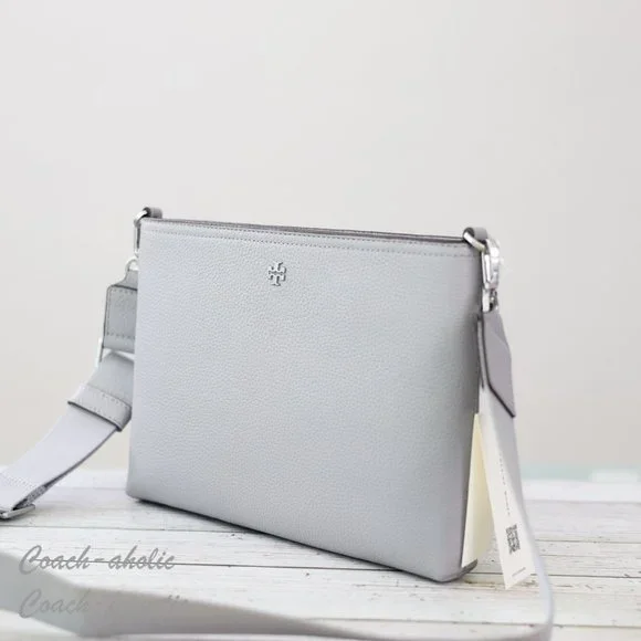 NWT Tory Burch Blake Swingpack Leather Crossbody Bag in Bay Gray - Picture 5 of 11